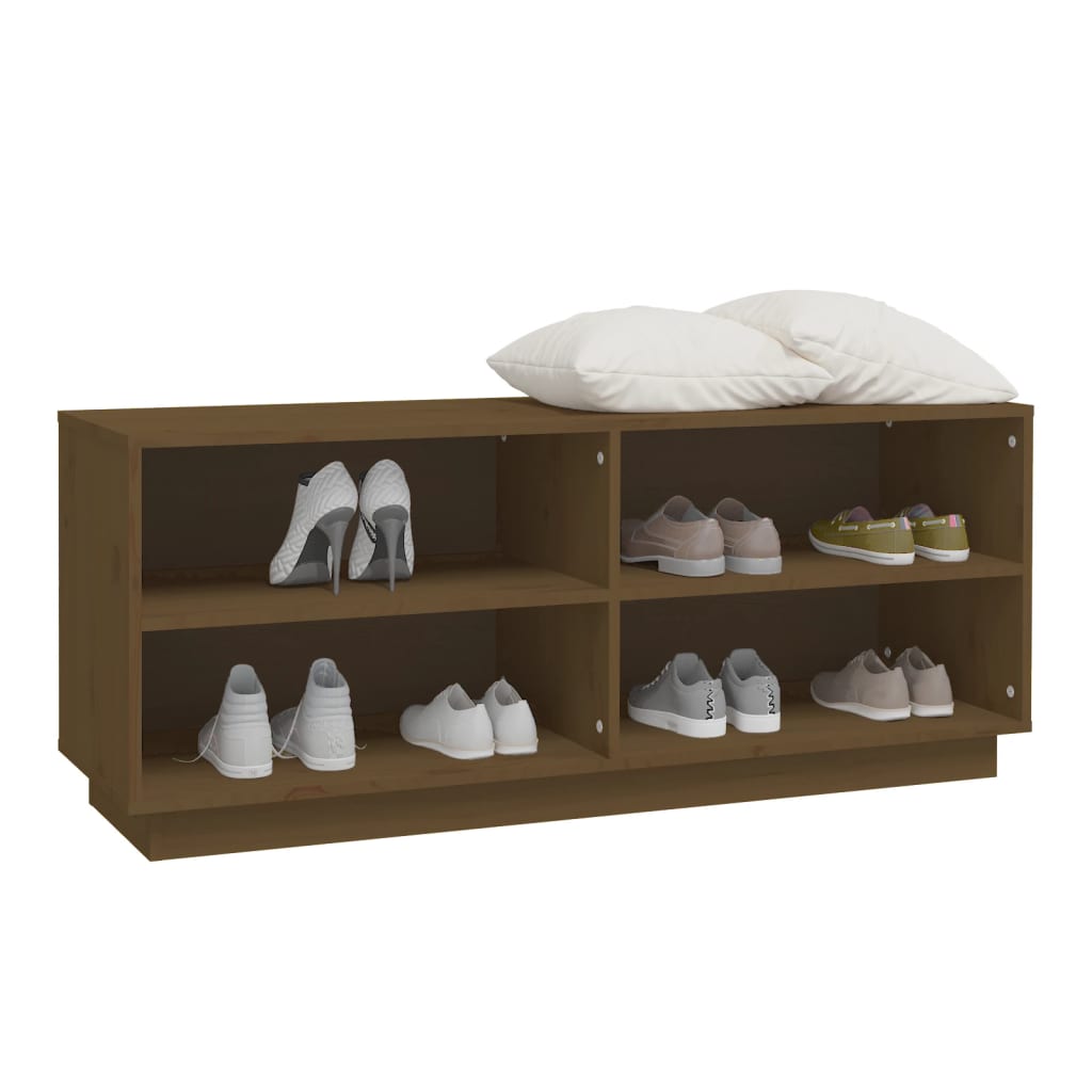 vidaXL Shoe Cabinet Honey Brown 110x34x45 cm Solid Wood Pine