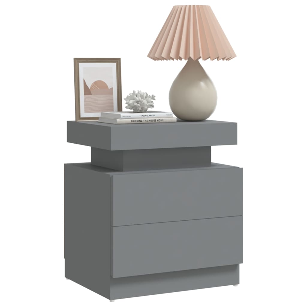 vidaXL Bedside Cabinet Grey 45x35x52 cm Engineered Wood