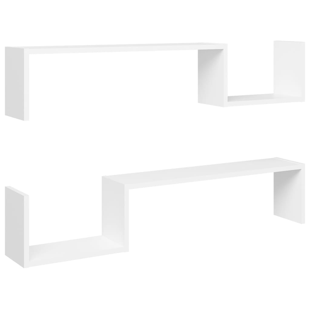 vidaXL Wall Shelf 2 pcs White 100x15x20 cm Engineered Wood