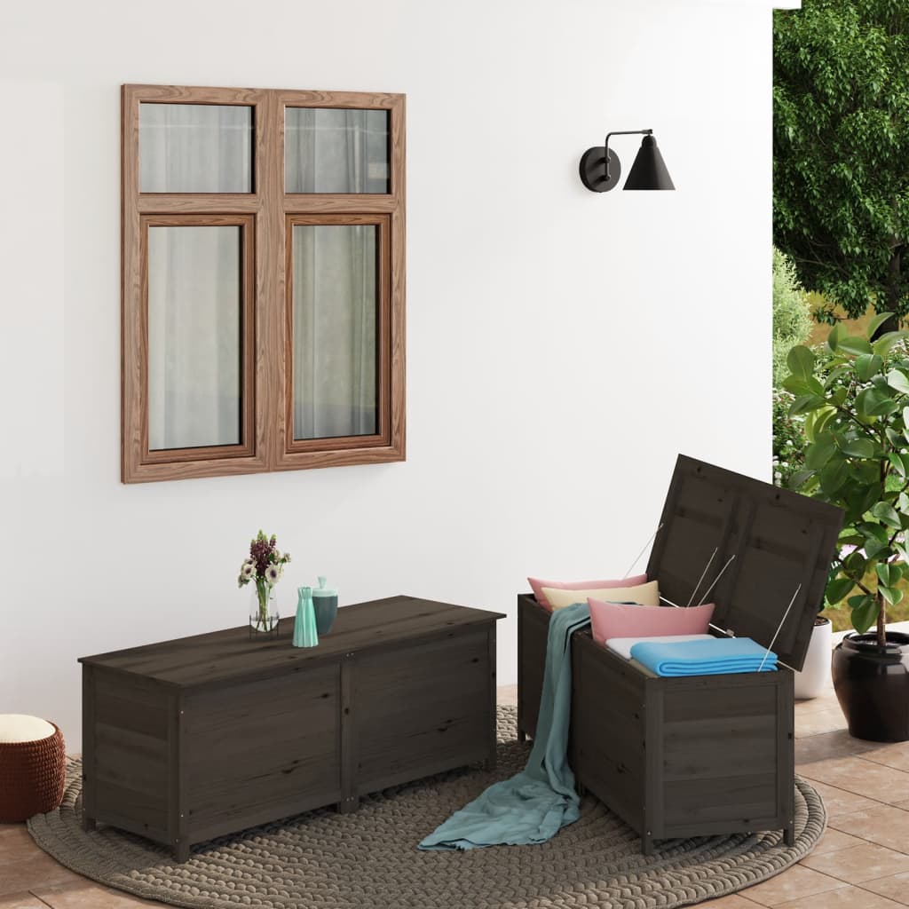 vidaXL Outdoor Cushion Box Anthracite 200x50x56 cm Solid Wood Fir