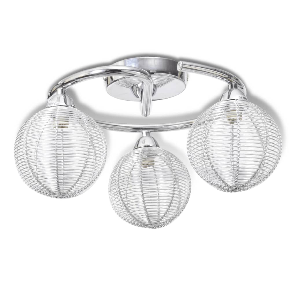 Ceiling Lamp Mesh Wire Shades on Round Rail for 3 G9 Bulbs