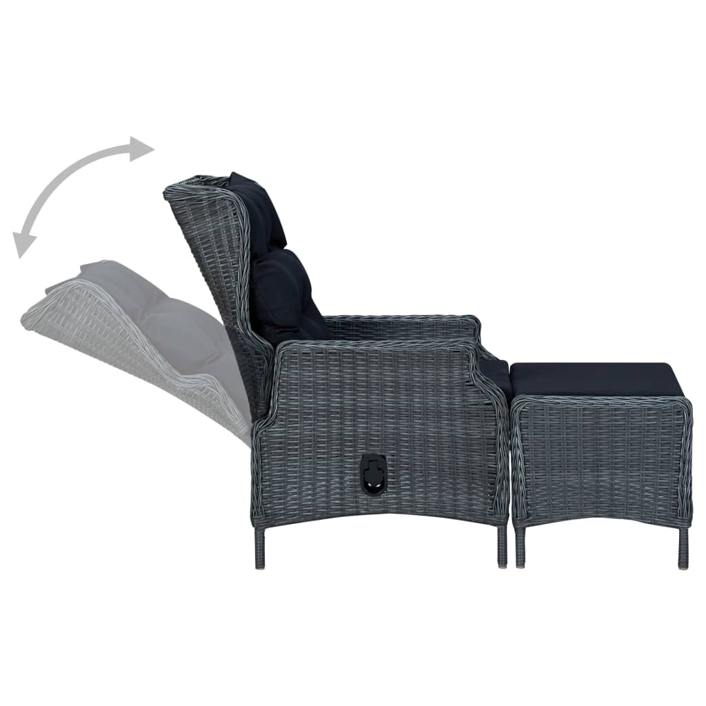 vidaXL 2 Piece Garden Lounge Set with Cushions Poly Rattan Dark Grey