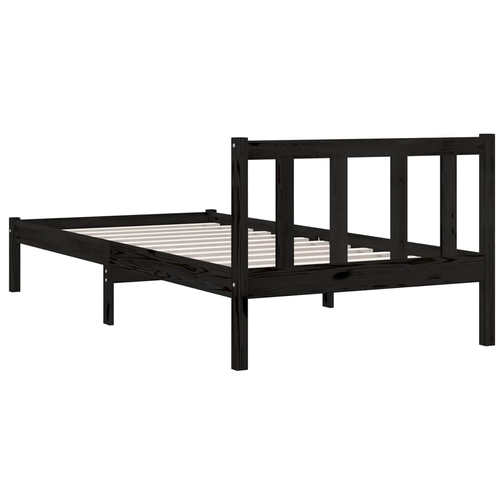 vidaXL Bed Frame Black Solid Pinewood 100x200 cm