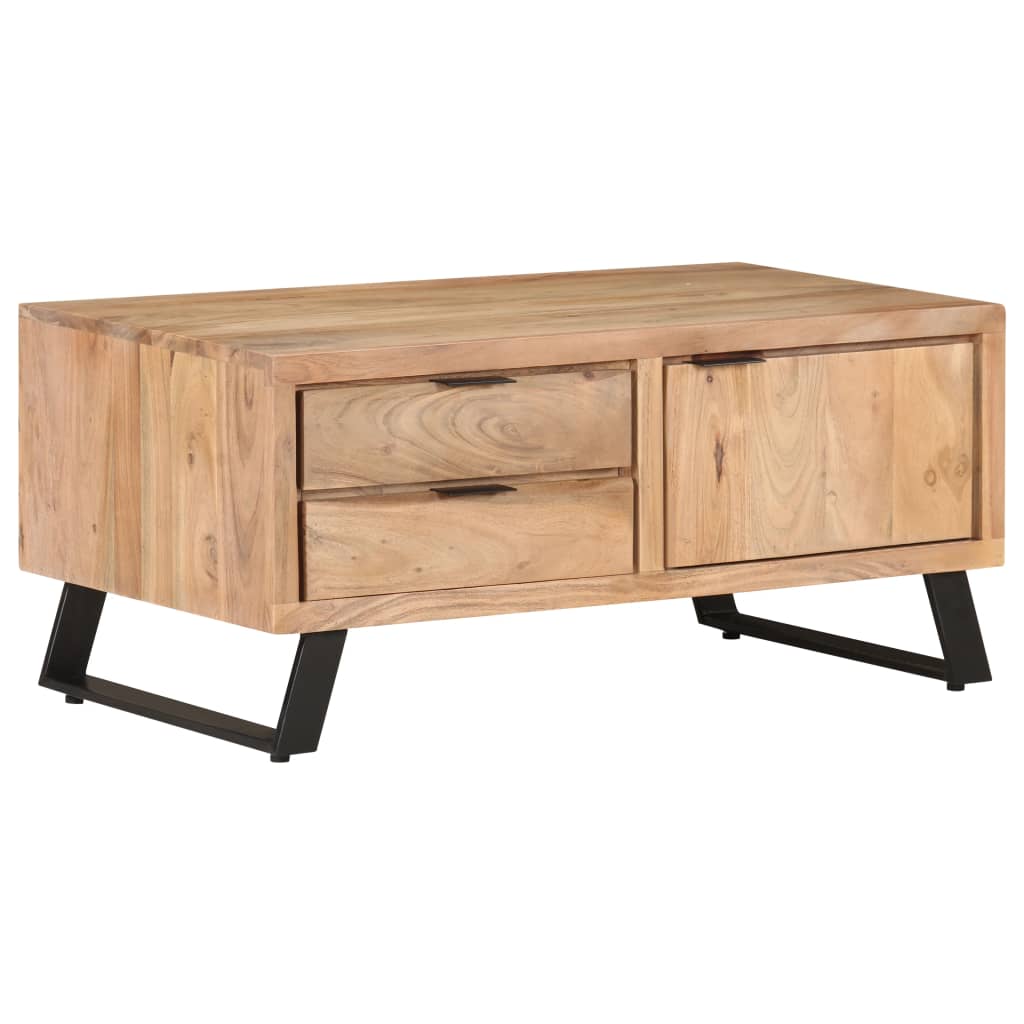 vidaXL Coffee Table 90x50x40 cm Solid Acacia Wood with Live Edges