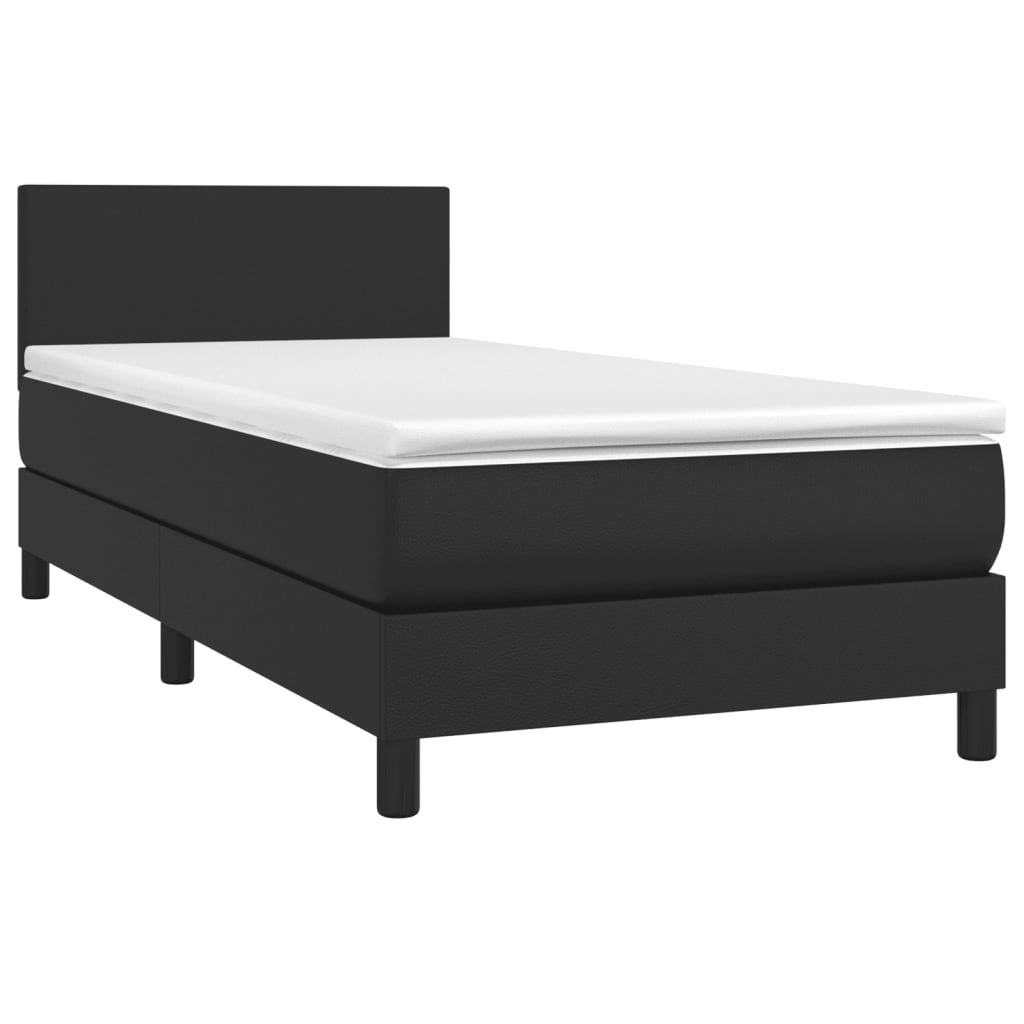vidaXL Box Spring Bed with Mattress&LED Black 100x200cm Faux Leather