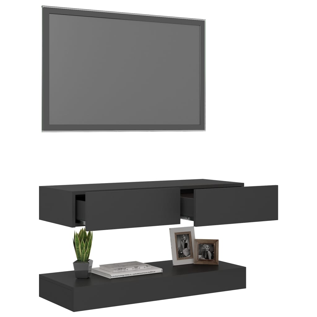 vidaXL TV Cabinet with LED Lights Grey 90x35 cm