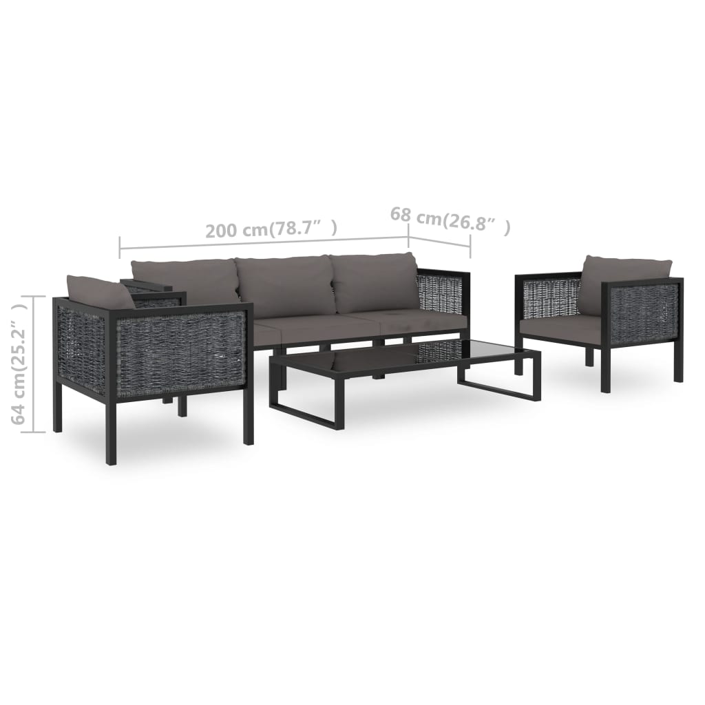 vidaXL 6 Piece Garden Lounge Set with Cushions Poly Rattan Anthracite