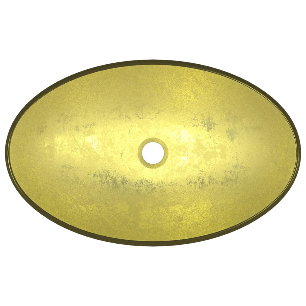 vidaXL Basin Tempered Glass 54.5x35x15.5 cm Gold