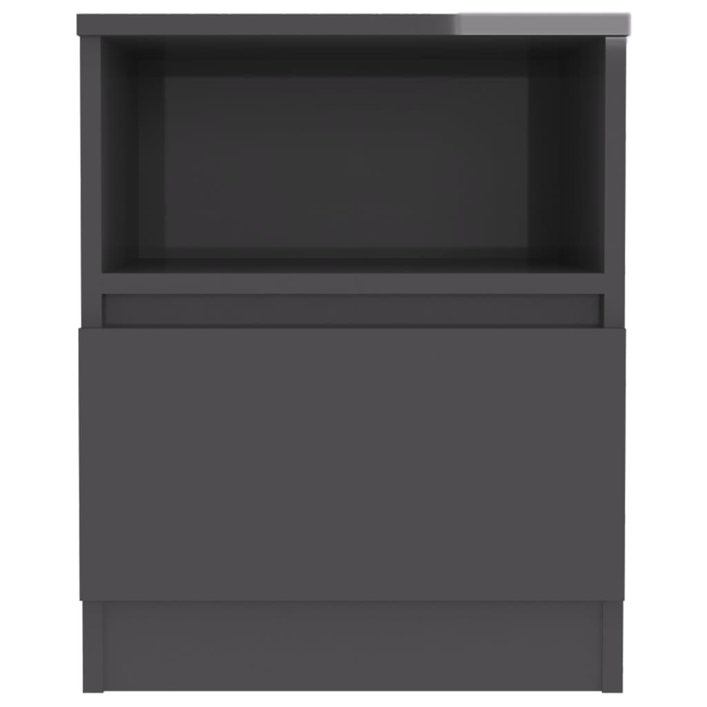 vidaXL Bed Cabinets 2 pcs High Gloss Grey 40x40x50 cm Engineered Wood