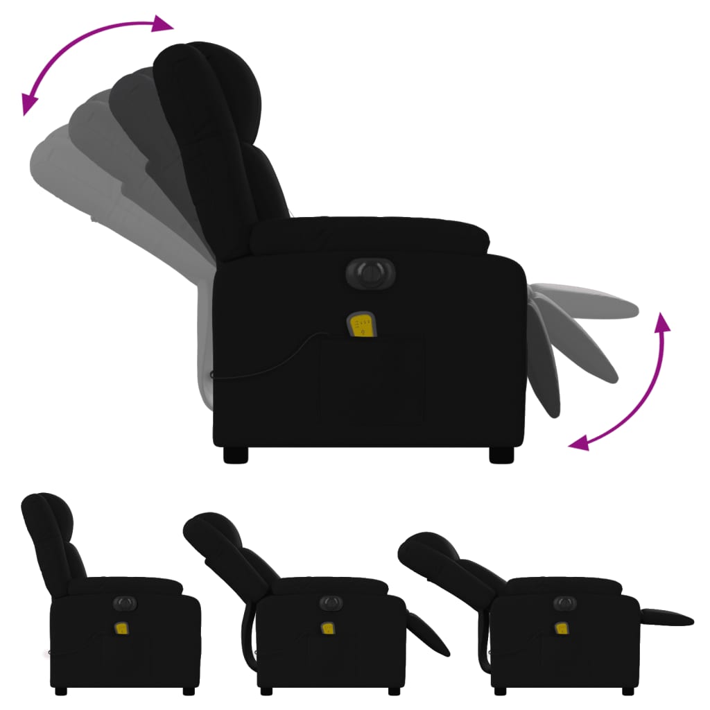 vidaXL Electric Massage Recliner Chair Black Fabric