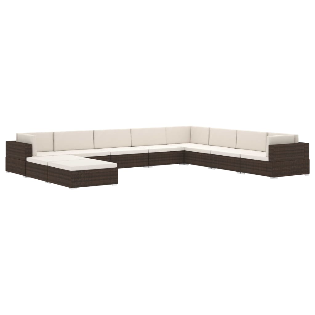 vidaXL Sectional Footrest 1 pc with Cushion Poly Rattan Brown