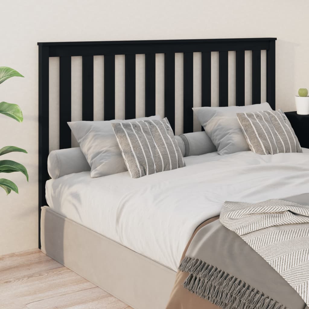 vidaXL Bed Headboard Black 156x6x101 cm Solid Wood Pine