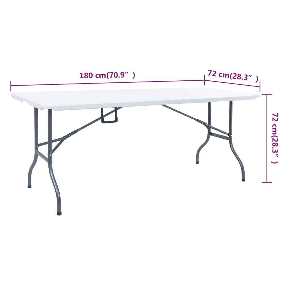 vidaXL Folding Garden Table with 2 Benches 180 cm Steel and HDPE White
