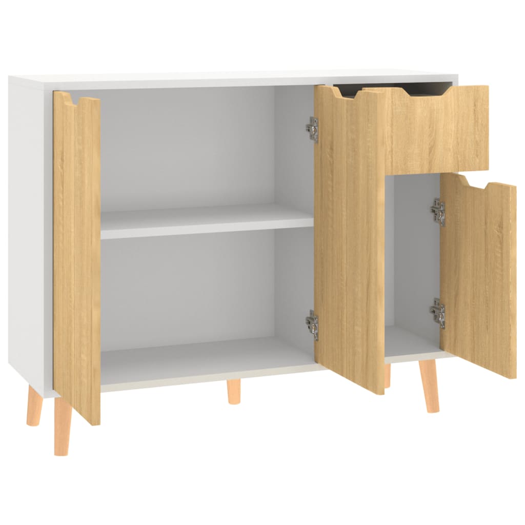 vidaXL Sideboard White and Sonoma Oak 90x30x72 cm Engineered Wood