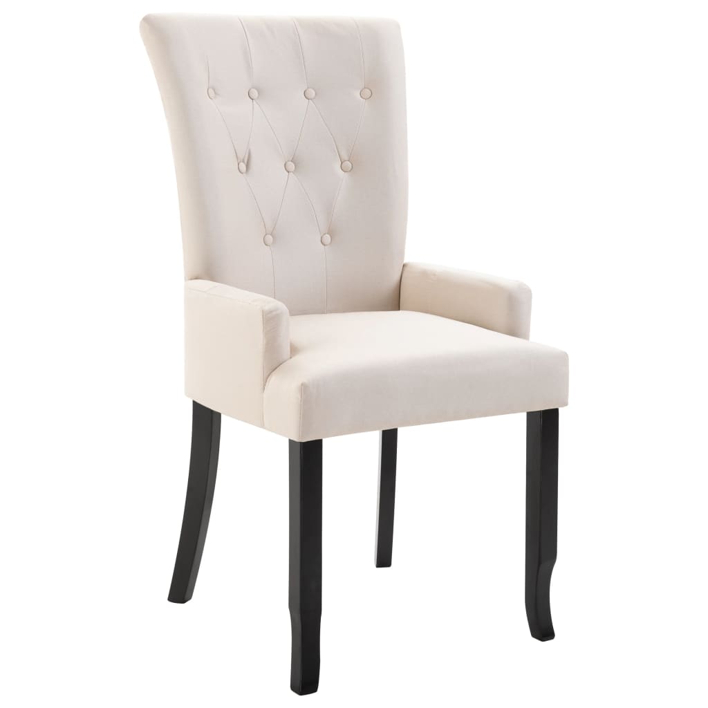 vidaXL Dining Chair with Armrests Beige Fabric