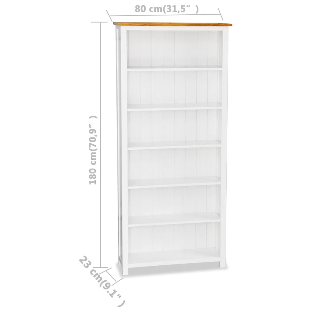 vidaXL 6-Tier Bookcase 80x23x180 cm Solid Oak Wood