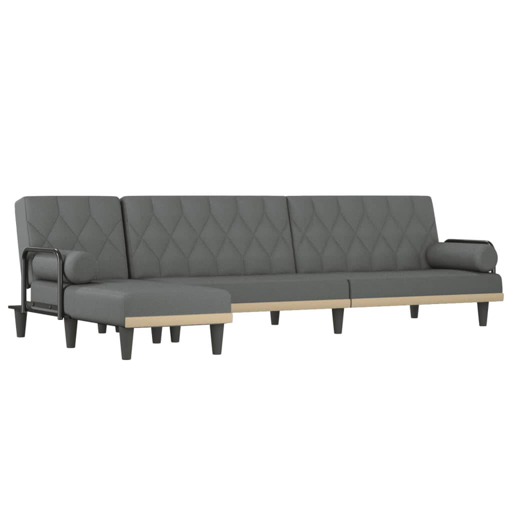 vidaXL L-shaped Sofa Bed Dark Grey 260x140x70 cm Fabric