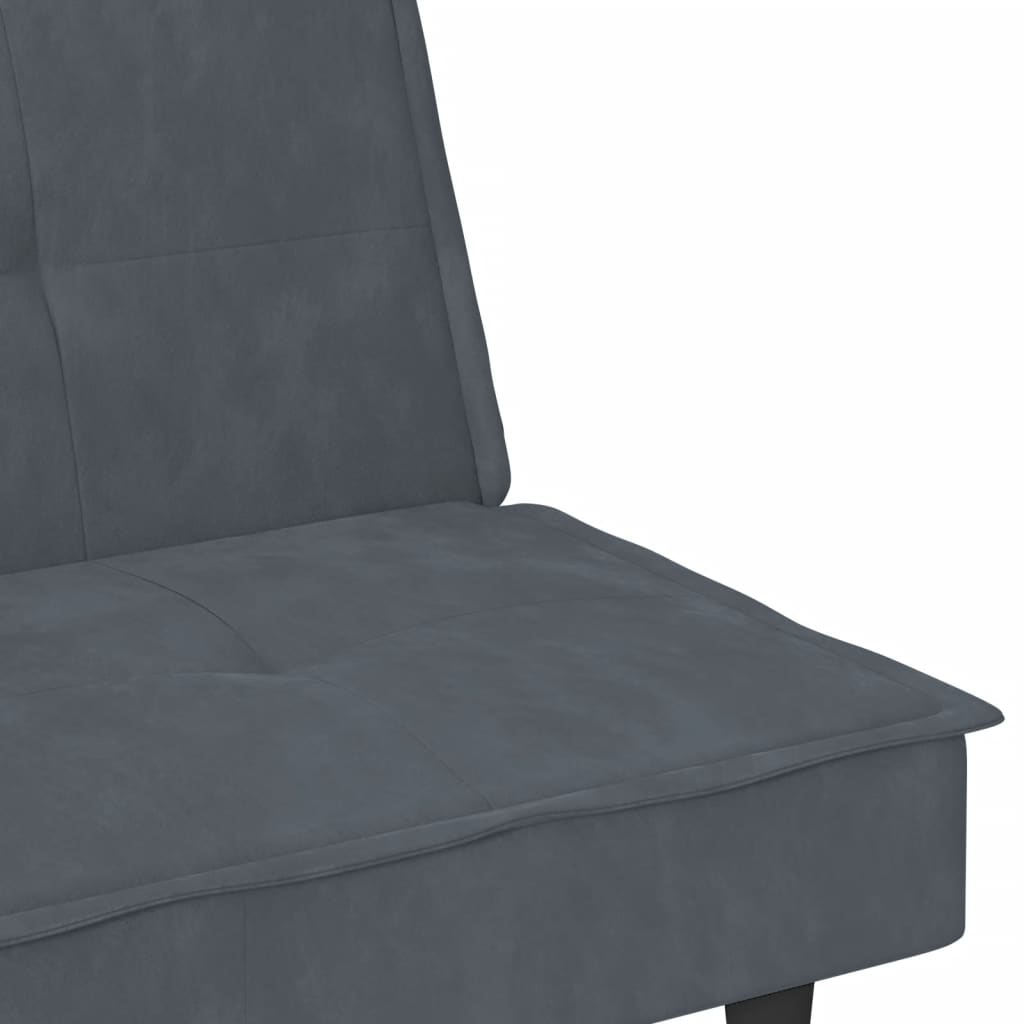 vidaXL Sofa Bed with Cup Holders Dark Grey Velvet