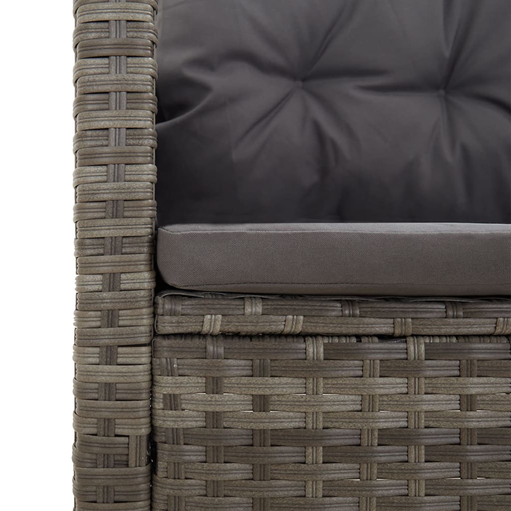 vidaXL 2 Piece Garden Lounge Set with Cushions Grey Poly Rattan