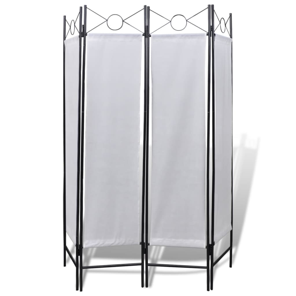 4-Panel Room Divider Privacy Folding Screen White 160 x 180 cm