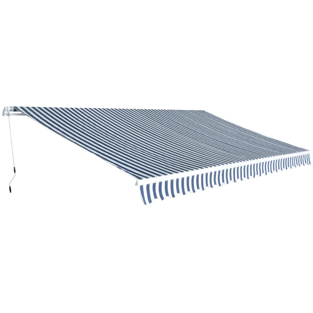 vidaXL Folding Awning Manual-Operated 500 cm Blue and White