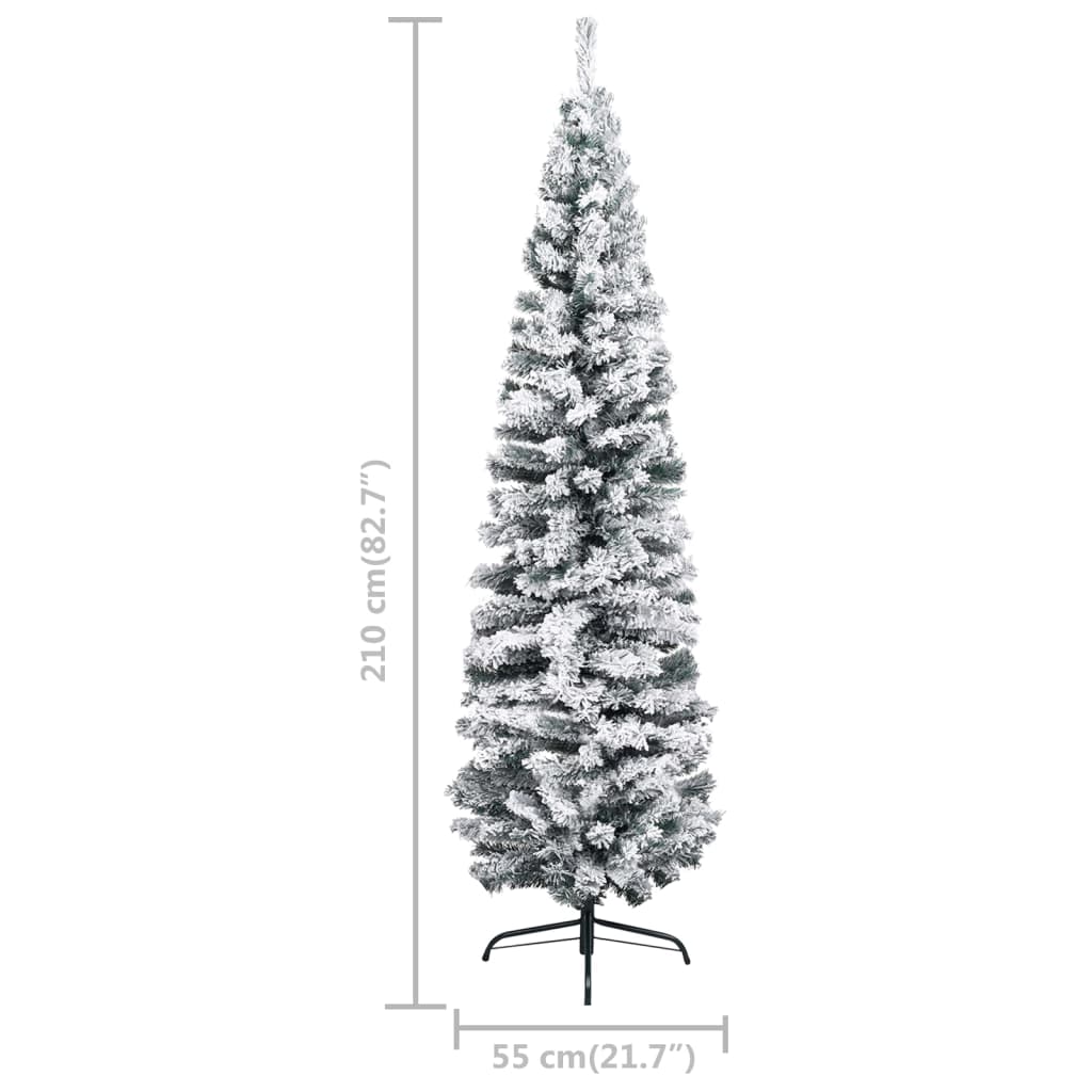 vidaXL Slim Artificial Pre-lit Christmas Tree with Ball Set Green 210 cm