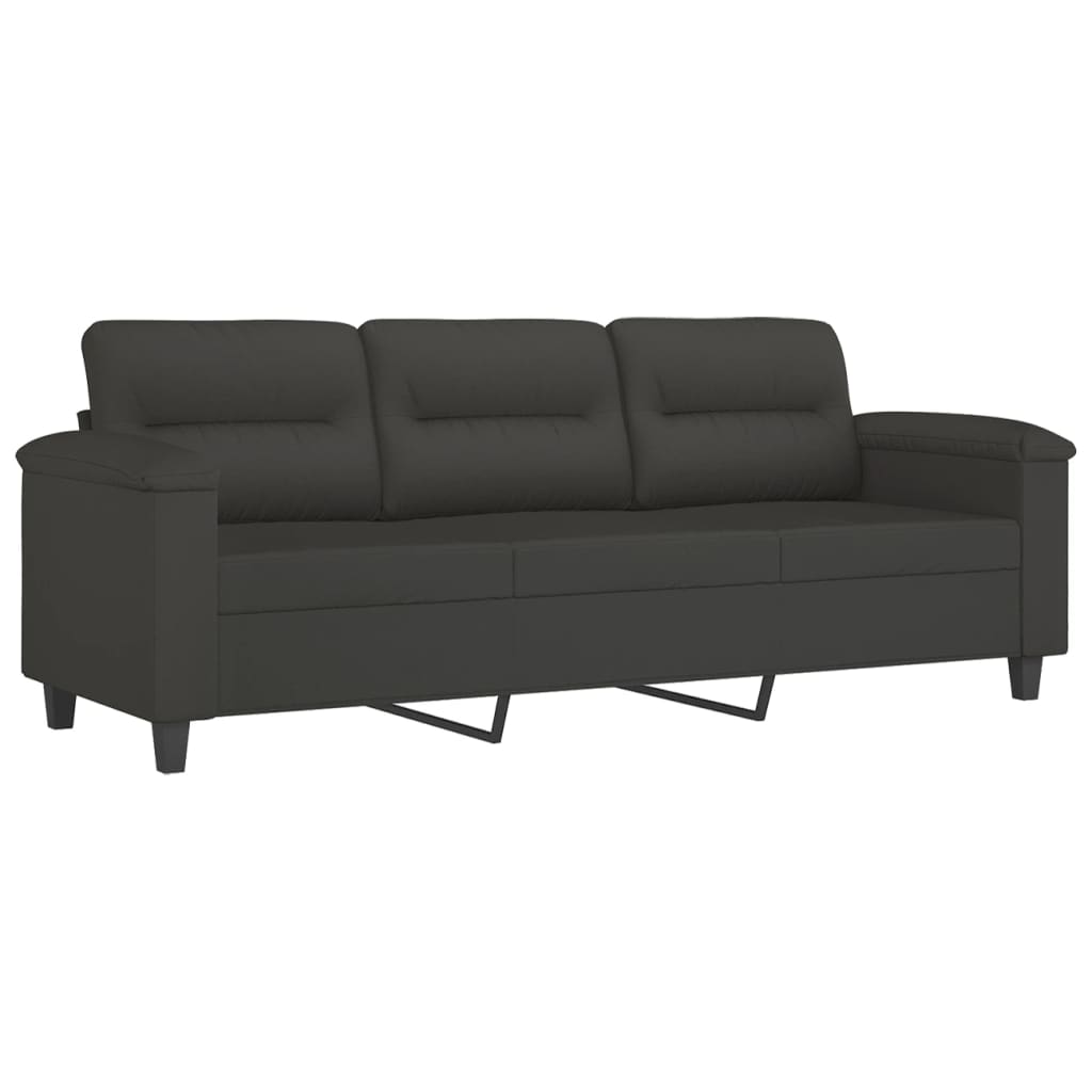 vidaXL 3-Seater Sofa with Footstool Dark Grey 180 cm Microfibre Fabric