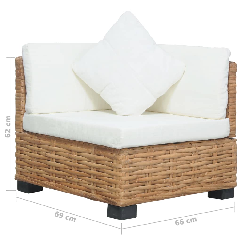 vidaXL Corner Sofa with Cushions Natural Rattan