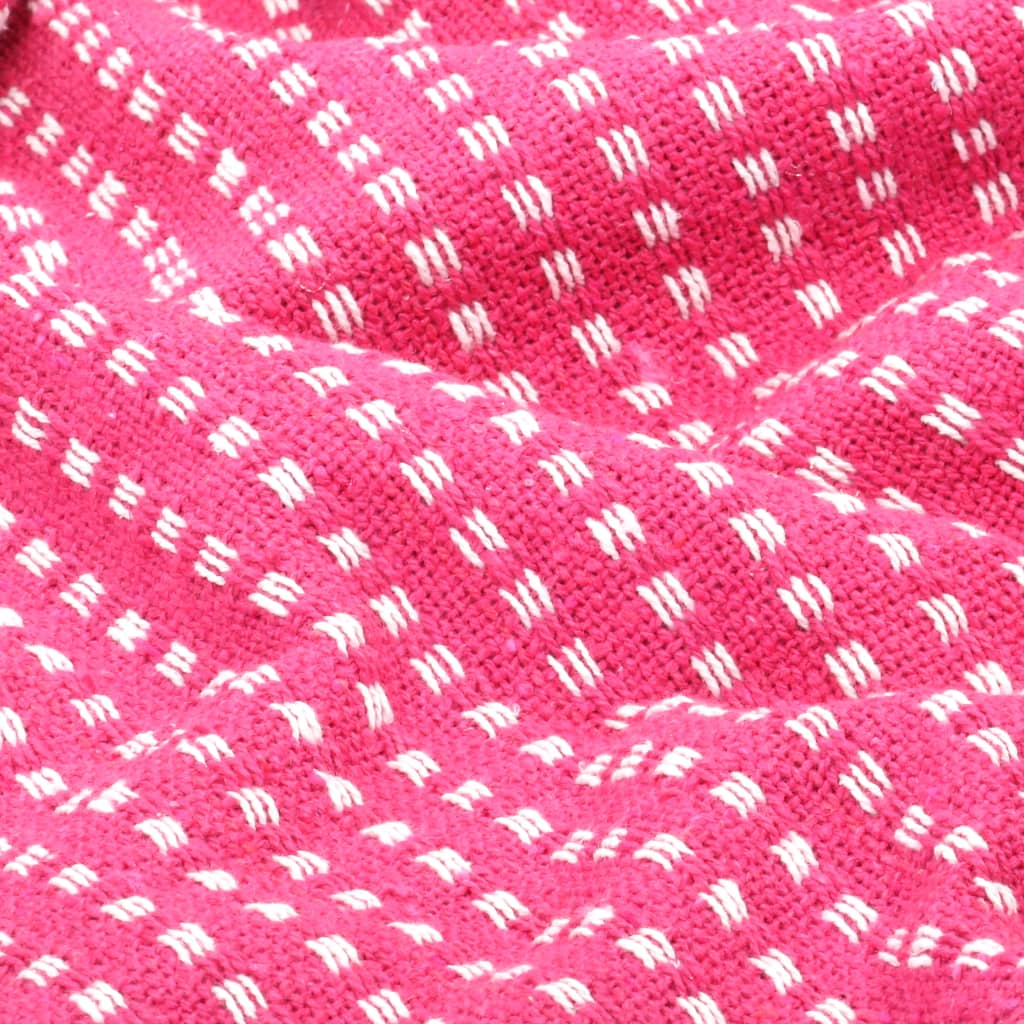vidaXL Throw Cotton Squares 125x150 cm Pink
