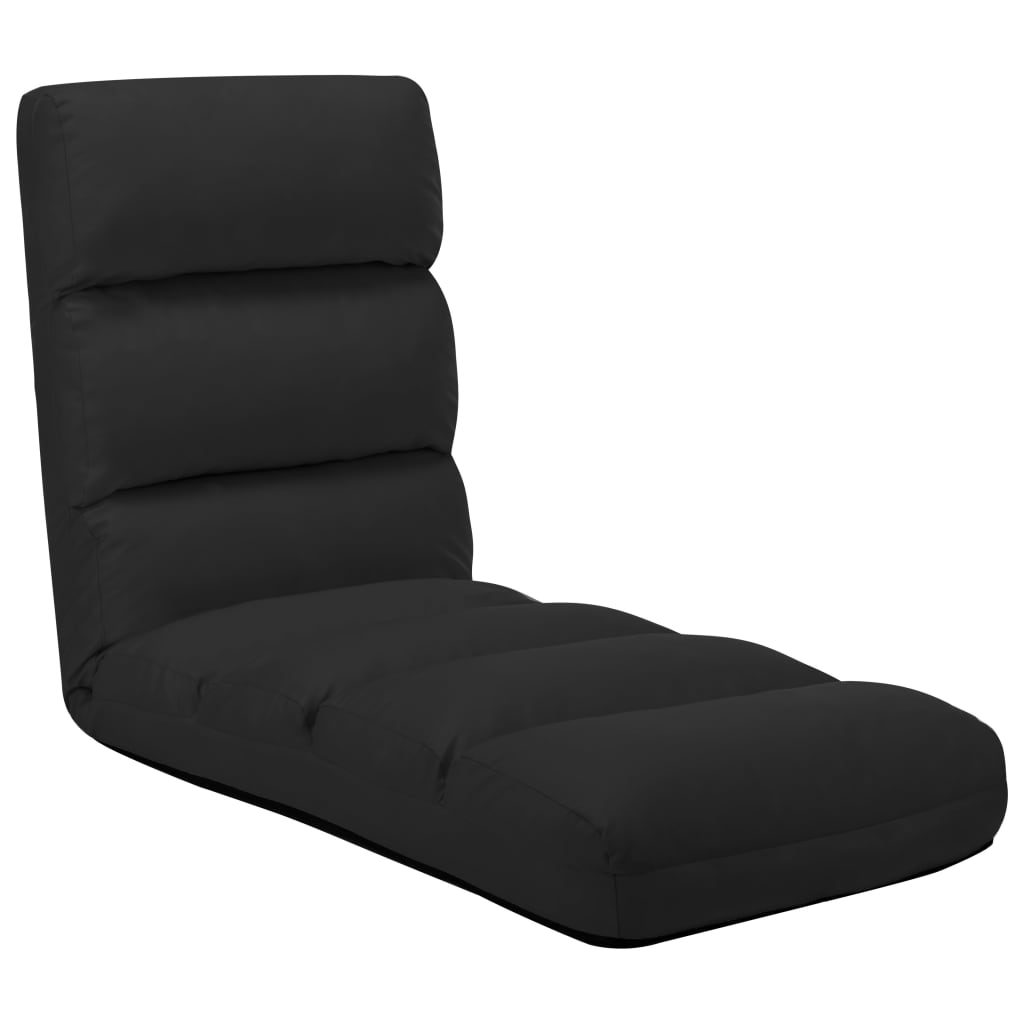 vidaXL Folding Floor Chair Black Faux Leather