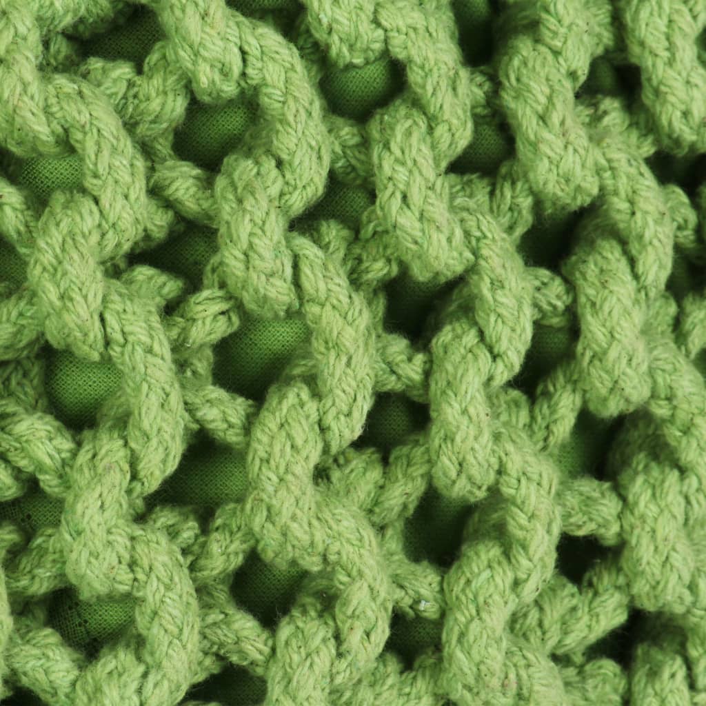 vidaXL Hand-Knitted Pouffe Cotton 50x35 cm Green