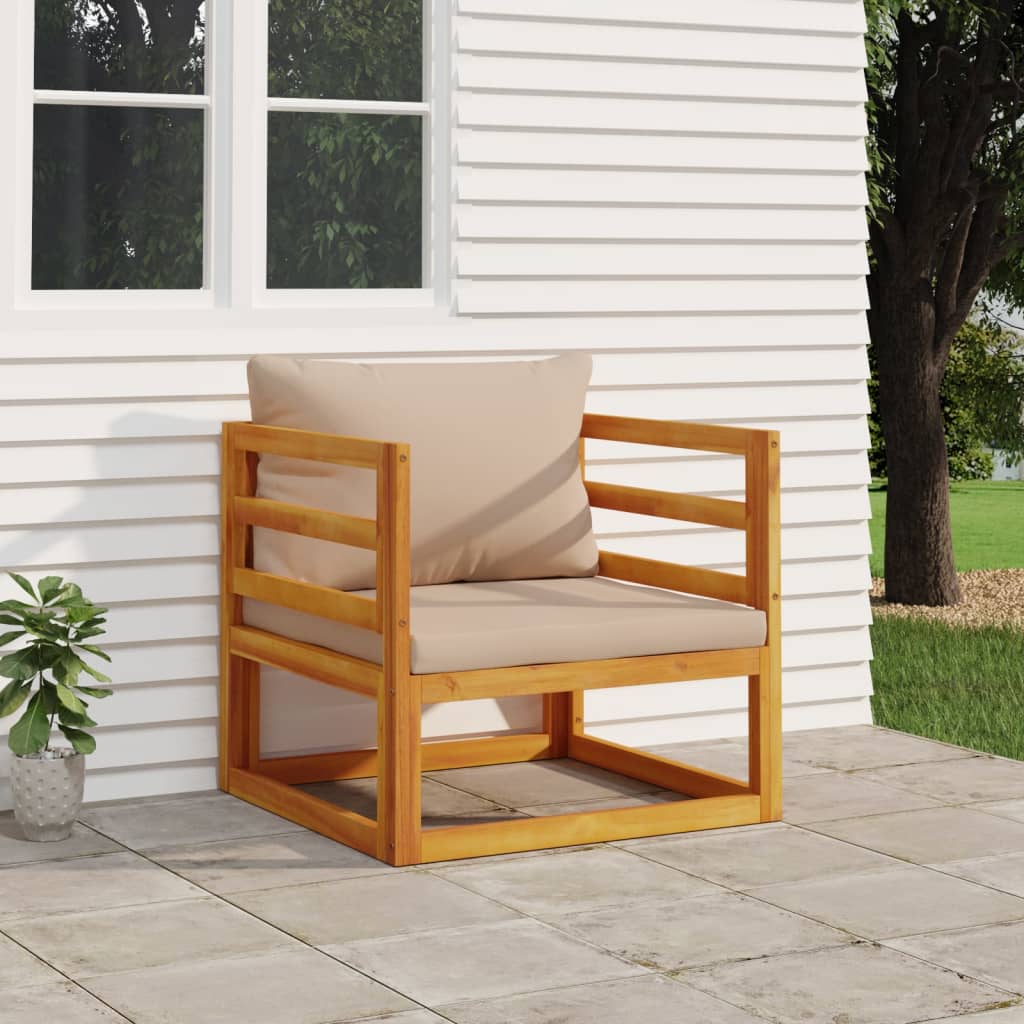 vidaXL Garden Chair with Taupe Cushions Solid Wood Acacia