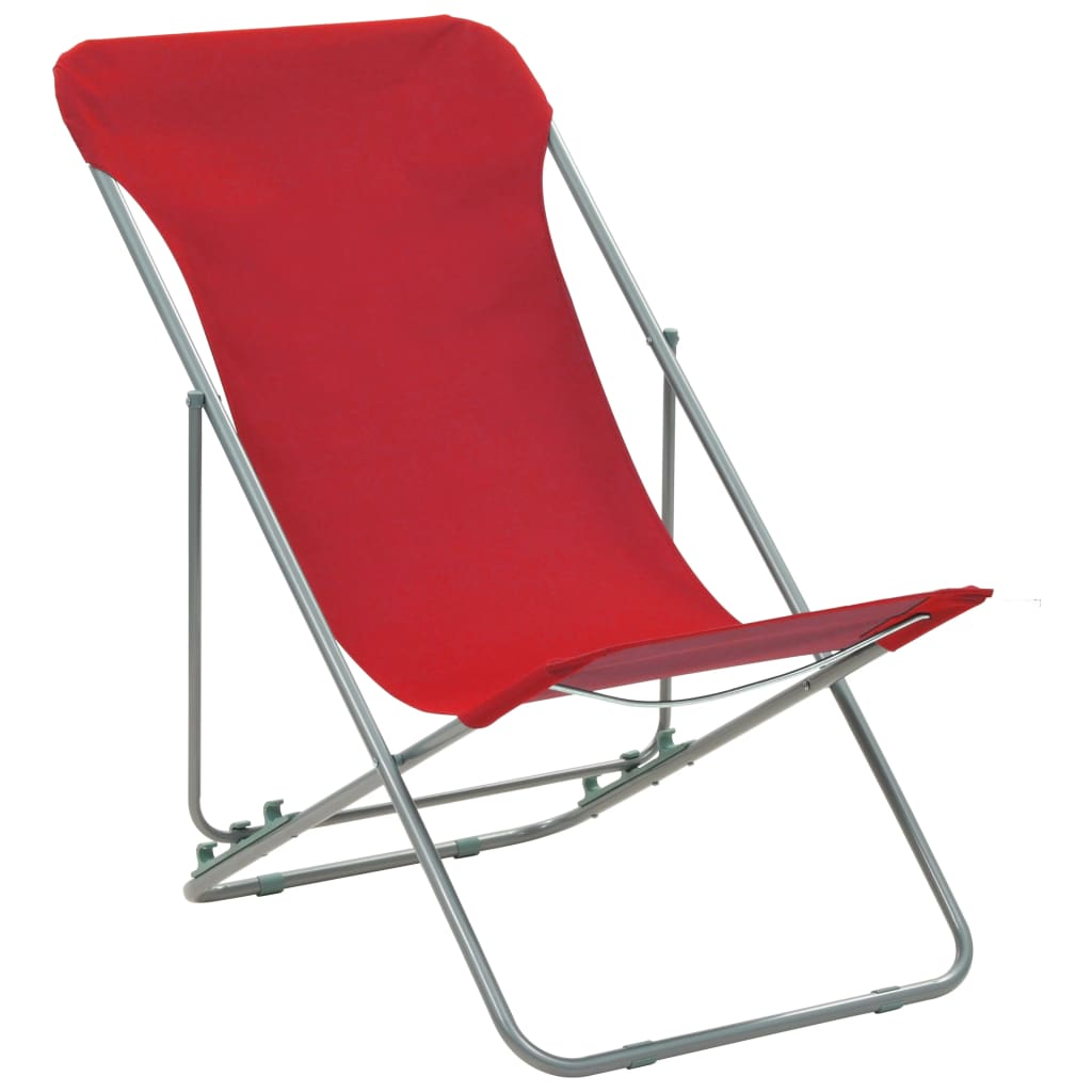 vidaXL Folding Beach Chairs 2 pcs Steel and Oxford Fabric Red vidaXL