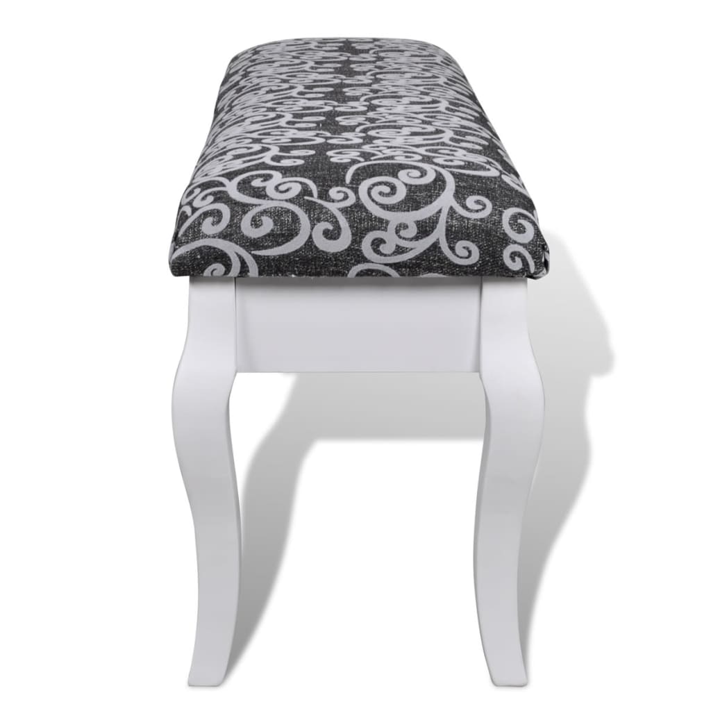 Cushioned Hocker for Dressing Table 2-Seater Black 110 cm