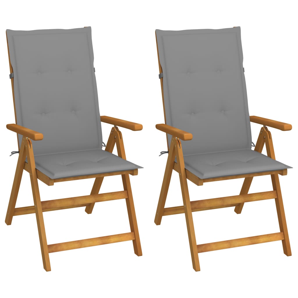 vidaXL Garden Reclining Chairs 2 pcs with Cushions Solid Acacia Wood