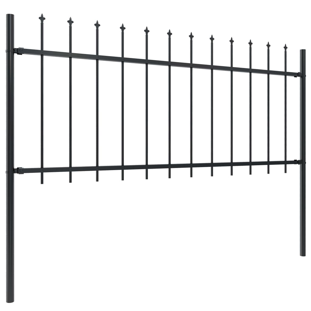 vidaXL Garden Fence with Spear Top Steel 10.2x0.8 m Black