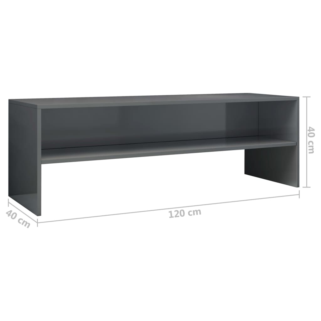 vidaXL TV Cabinet High Gloss Grey 120x40x40 cm Engineered Wood