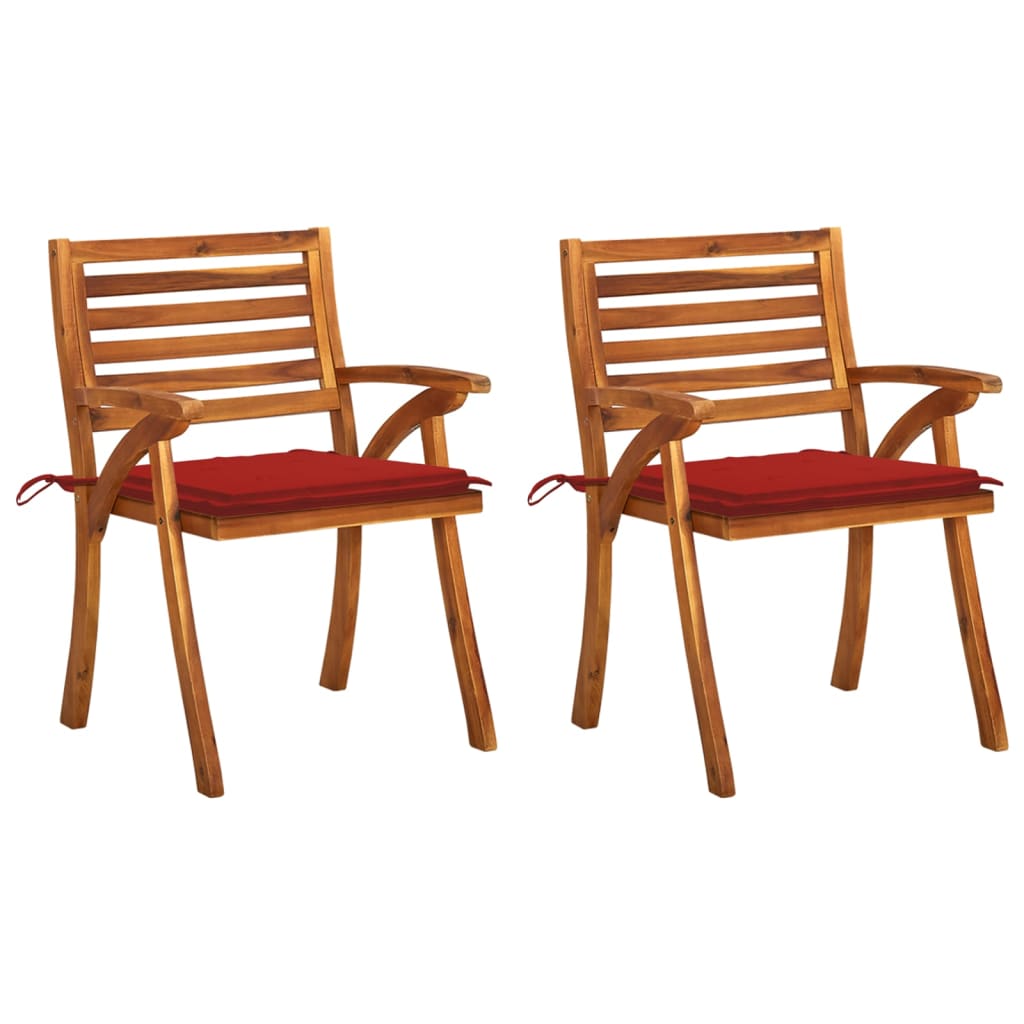 vidaXL Garden Dining Chairs with Cushions 2 pcs Solid Acacia Wood
