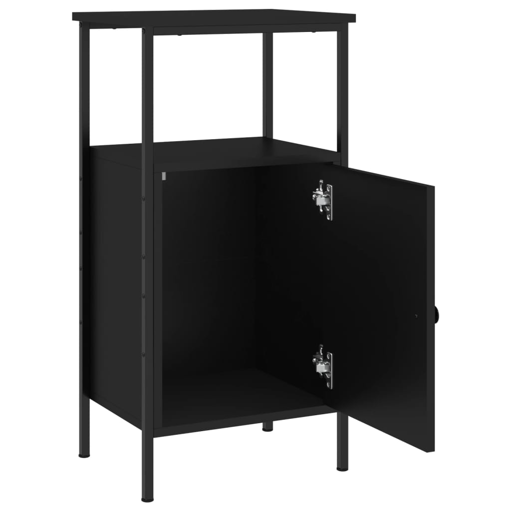 vidaXL Bedside Cabinet Black 41x31x80 cm Engineered Wood