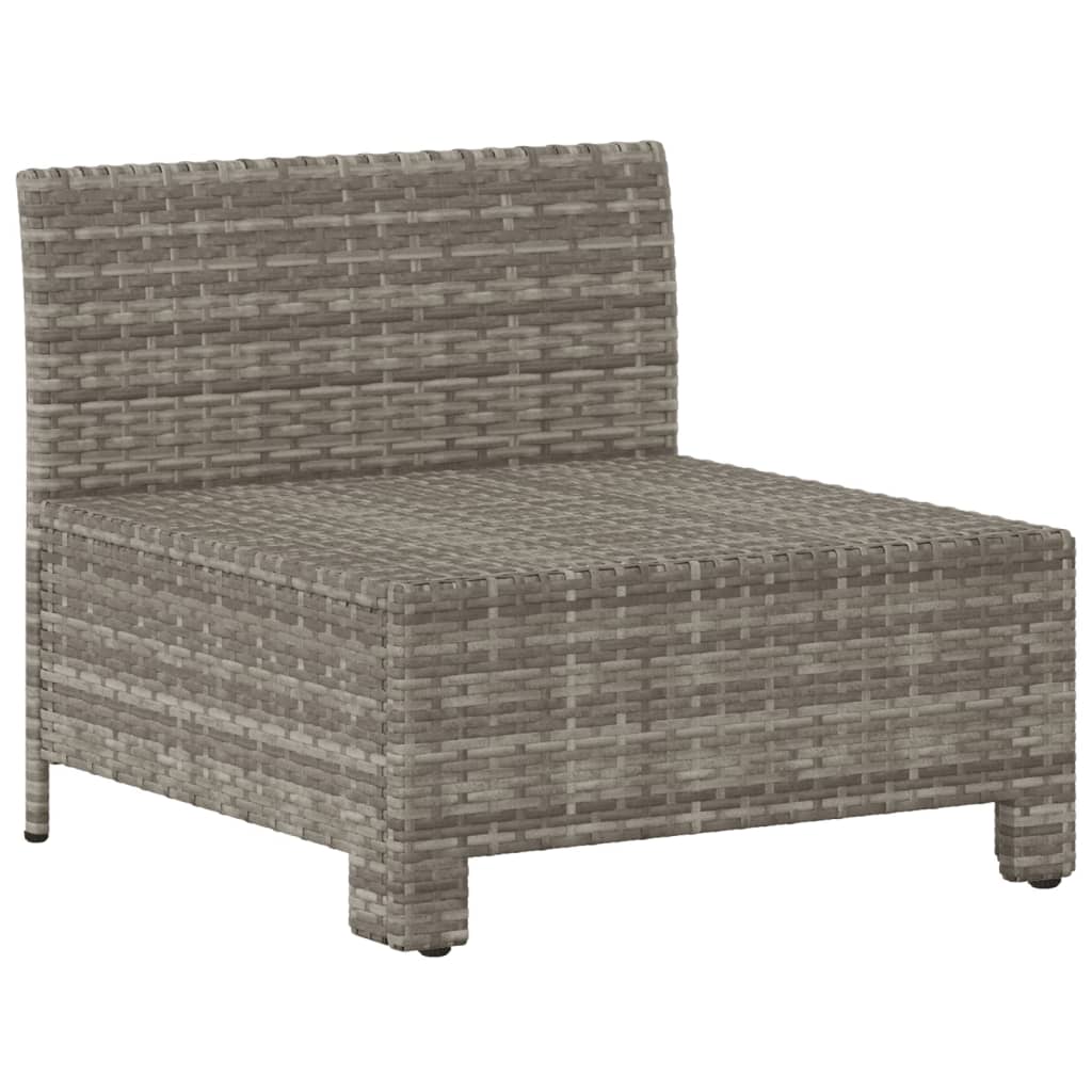 vidaXL Garden Middle Sofa with Cushion Grey Poly Rattan
