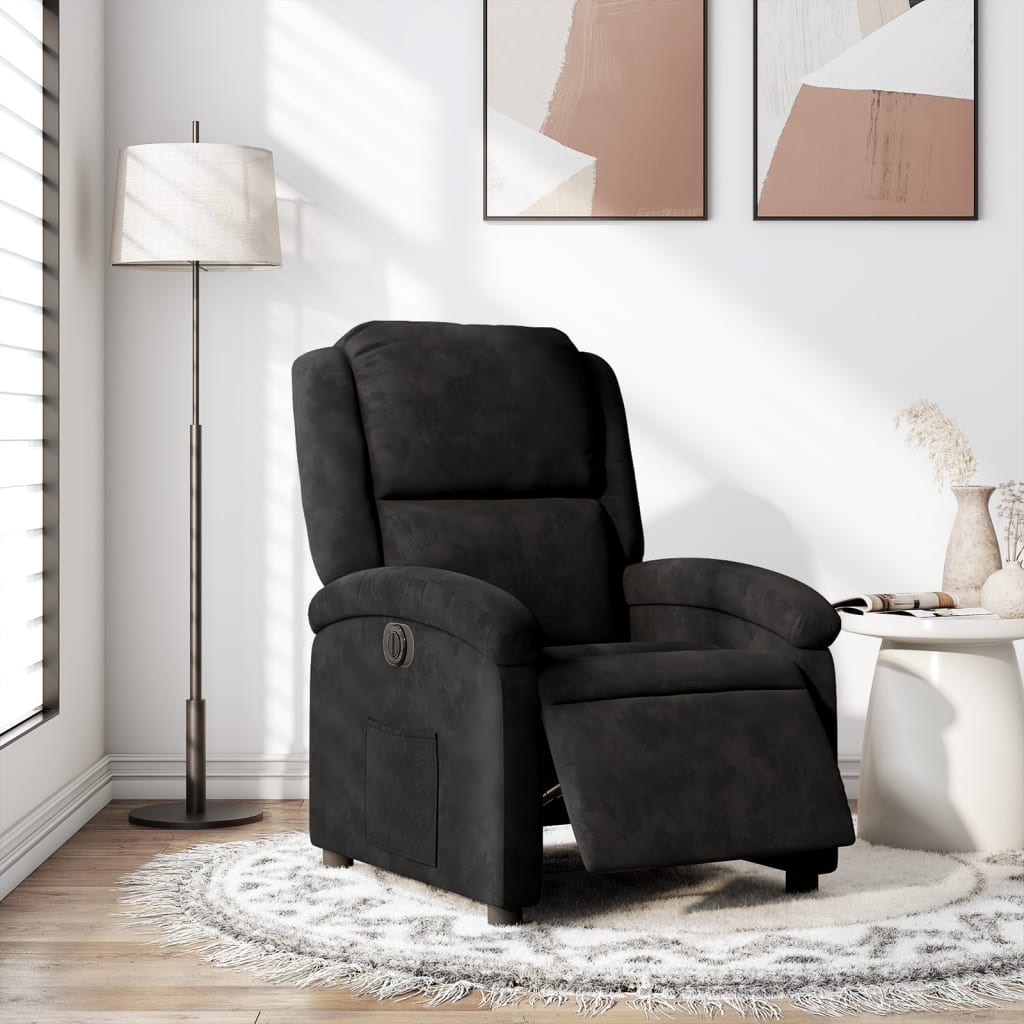 vidaXL Electric Recliner Chair Black Velvet