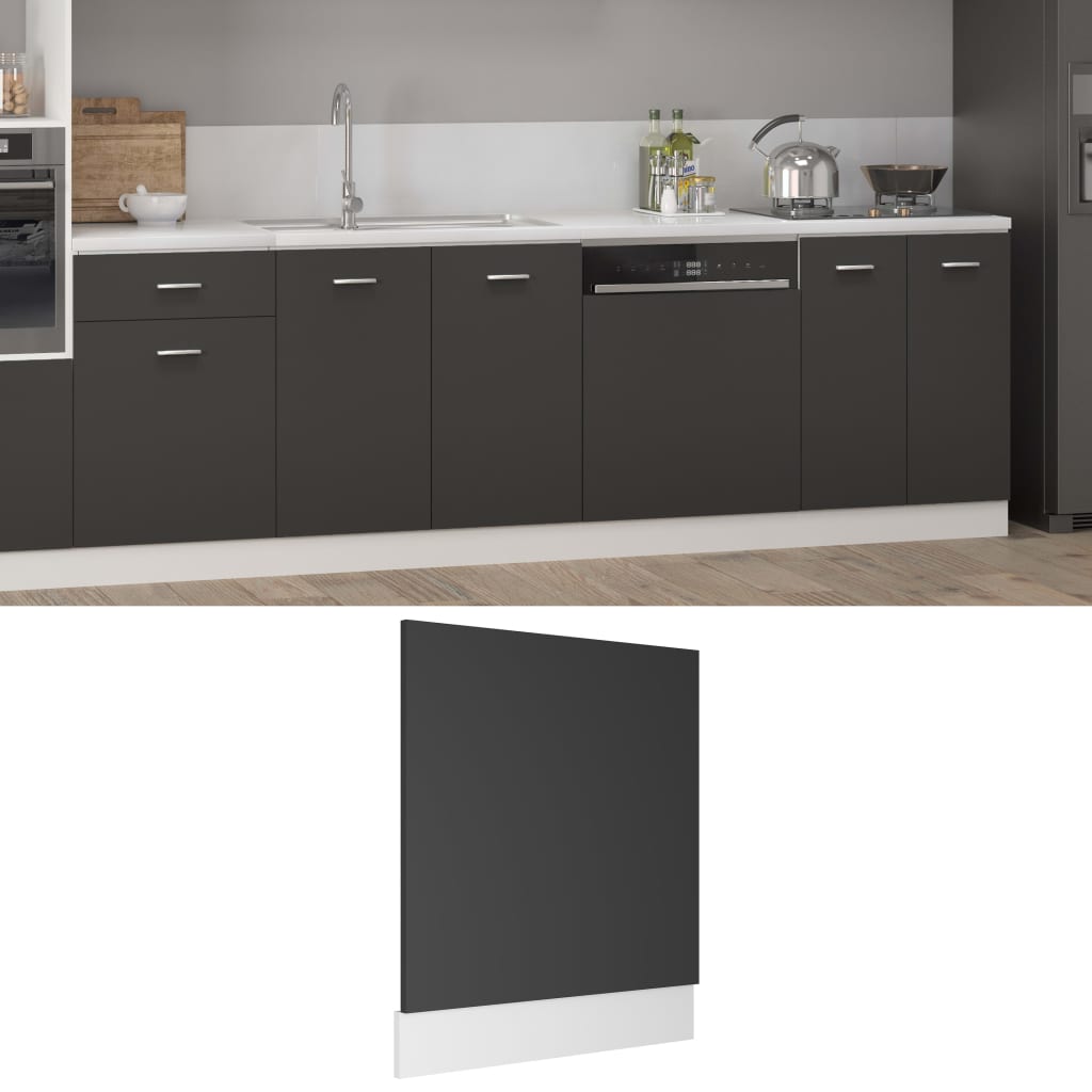 vidaXL Dishwasher Panel Grey 59.5x3x67 cm Engineered Wood