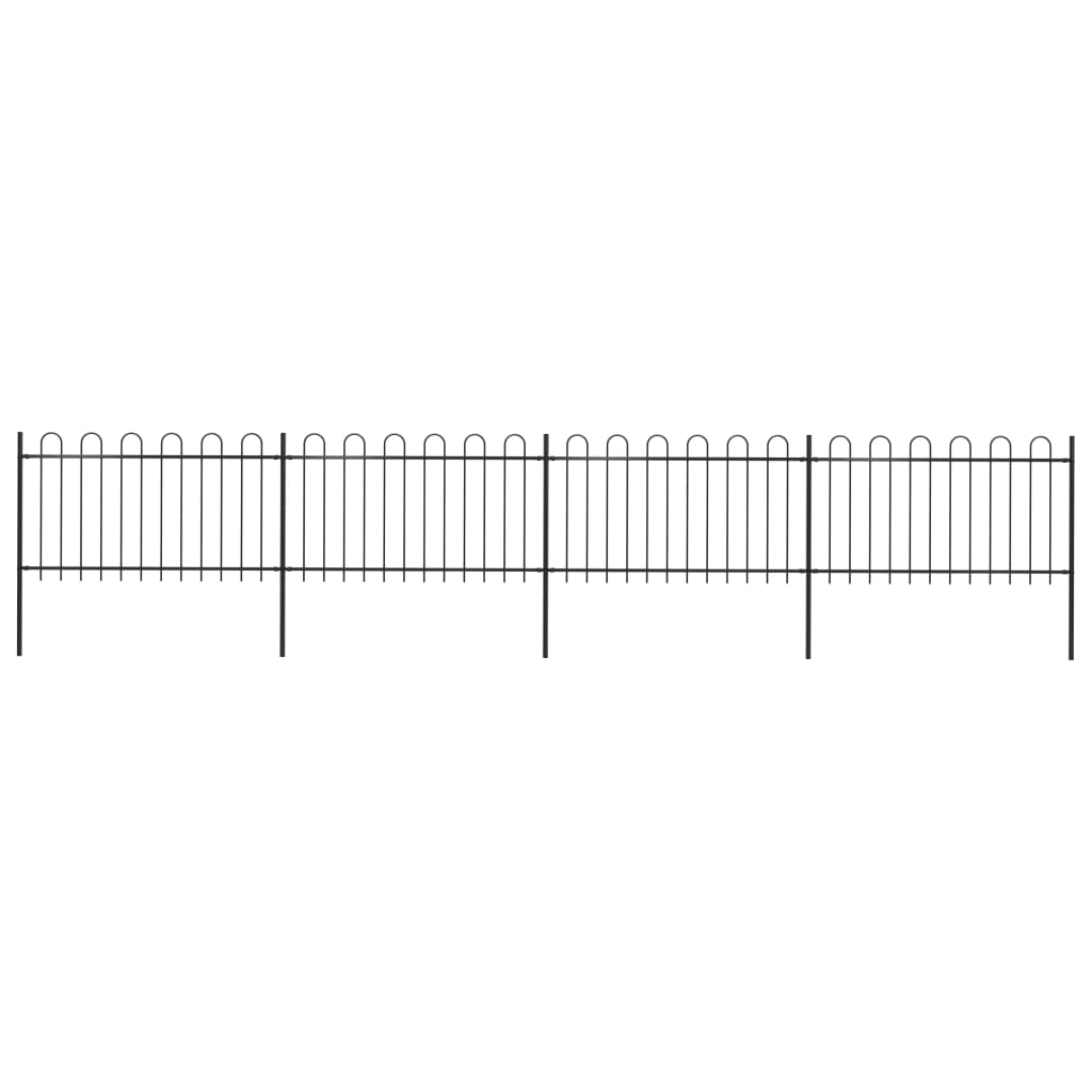 vidaXL Garden Fence with Hoop Top Steel 6.8x1 m Black
