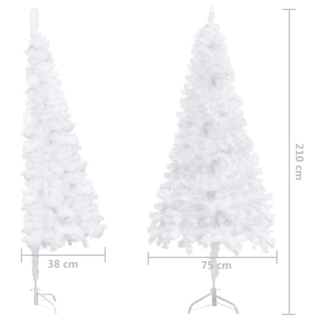 vidaXL Corner Artificial Christmas Tree LEDs&Ball Set White 210 cm PVC