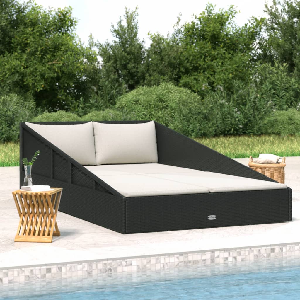 vidaXL Garden Bed Black 110x200 cm Poly Rattan