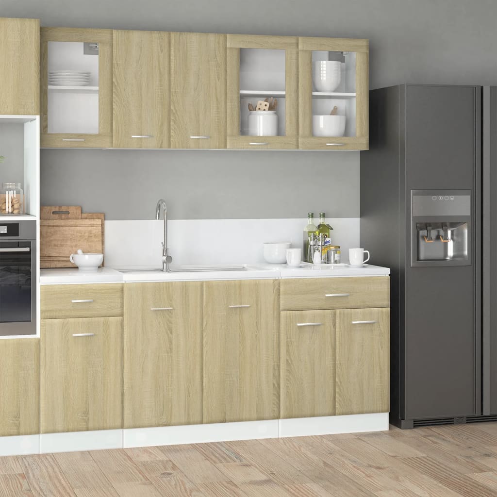 vidaXL 4 Piece Kitchen Cabinet Set "Lyon" Sonoma Oak Engineered Wood ...