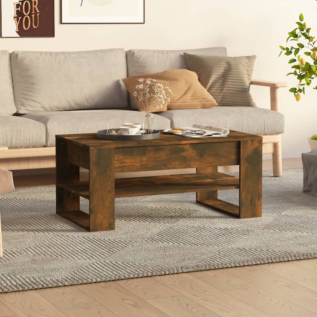 vidaXL Coffee Table Smoked Oak 102x55x45 cm Engineered Wood