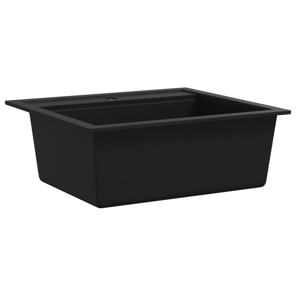 vidaXL Granite Kitchen Sink Single Basin Black