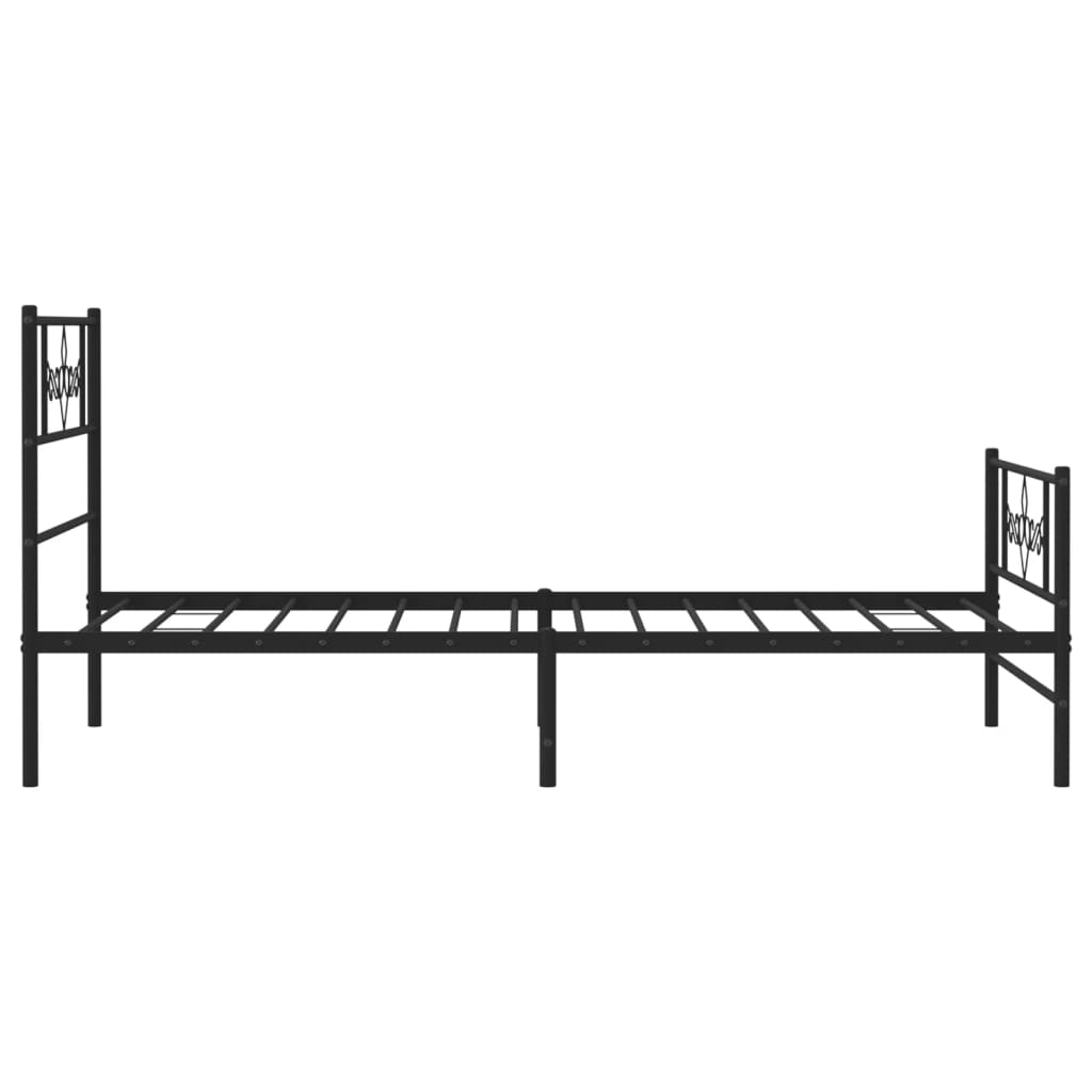 vidaXL Metal Bed Frame with Headboard and Footboard Black 90x190 cm Single
