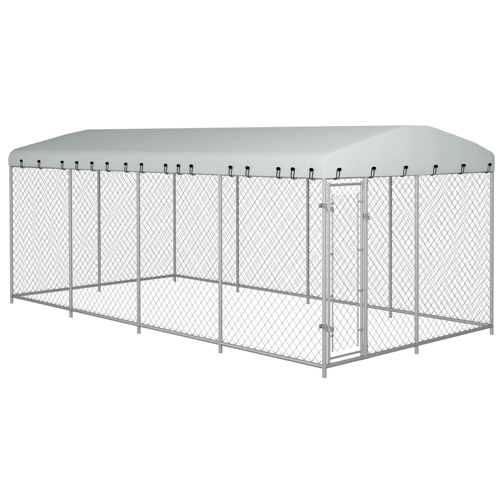 vidaXL Outdoor Dog Kennel with Roof 8x4x2.3 m